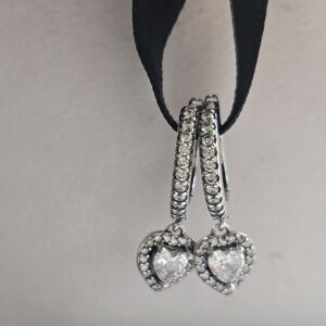 Pandora Sparkling Halo Heart Hoop Earrings